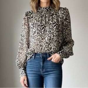 H&M High Neck Black and‎ White Women's Top